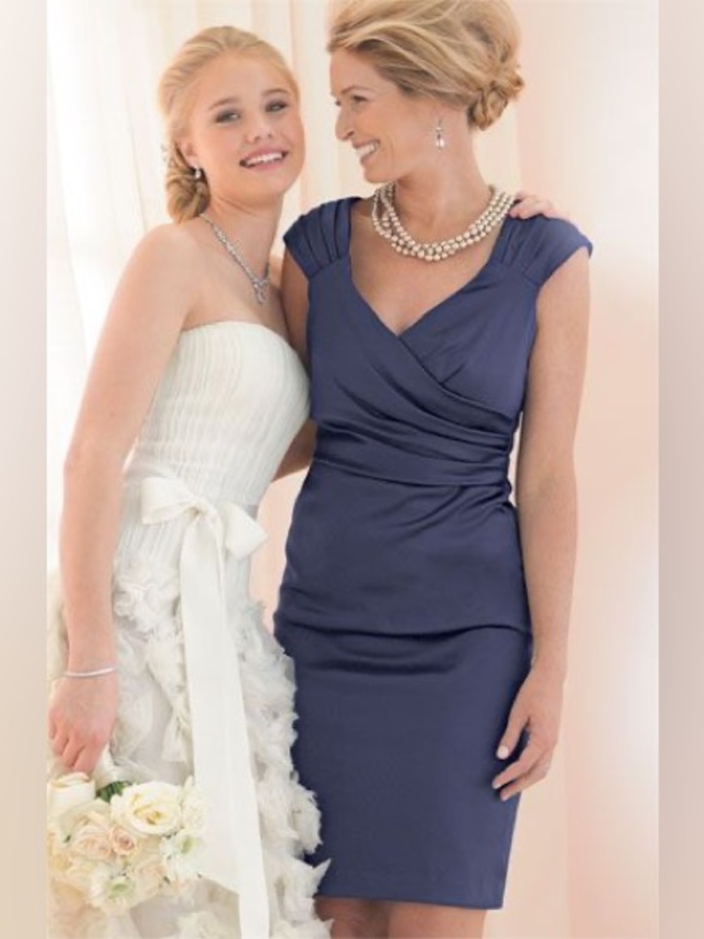 PATRA Elegant Satin Faux Wrap-Front Cap Sleeve Mini Dress 6 Wedding Party Event